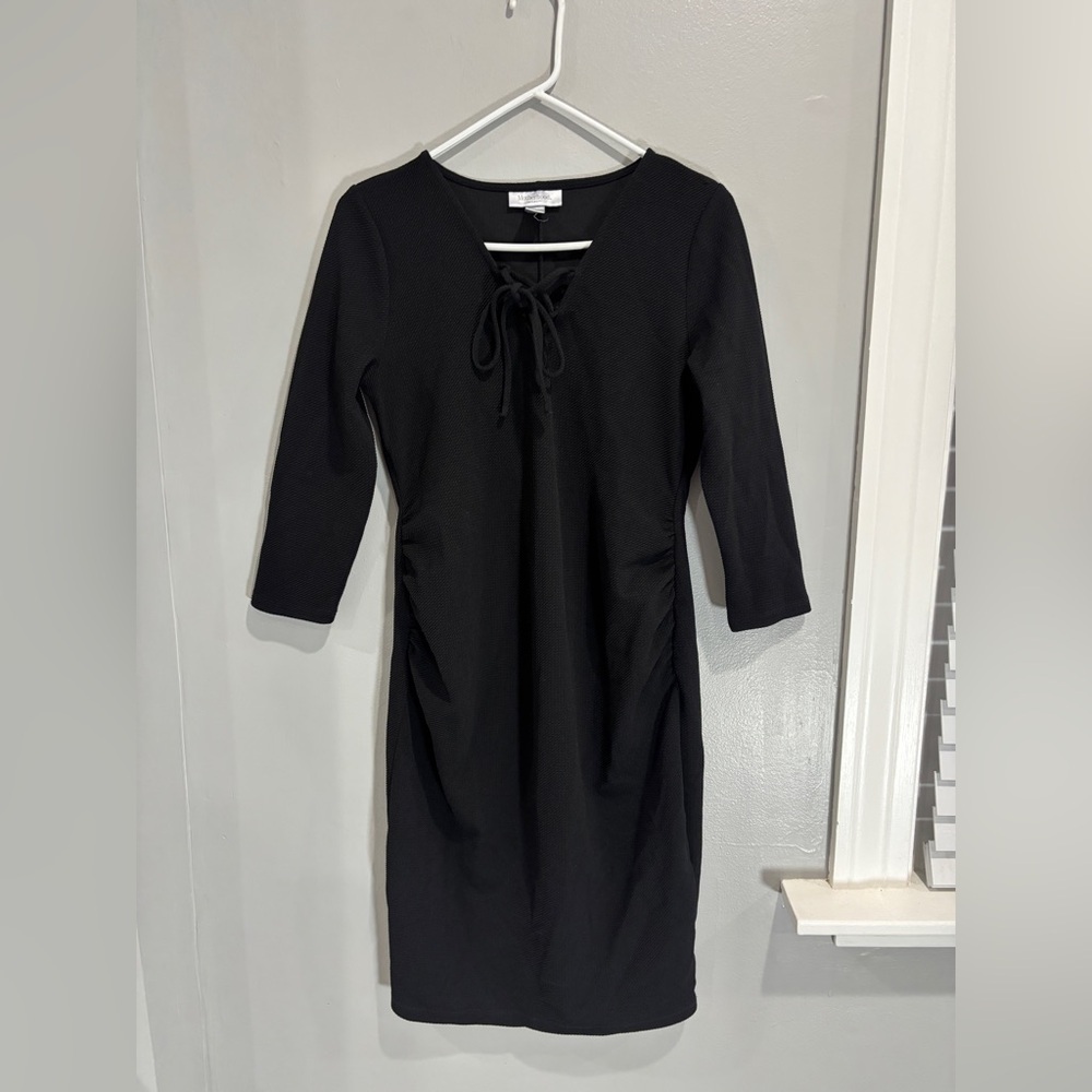 Motherhood Maternity Black front tie dress textured medium